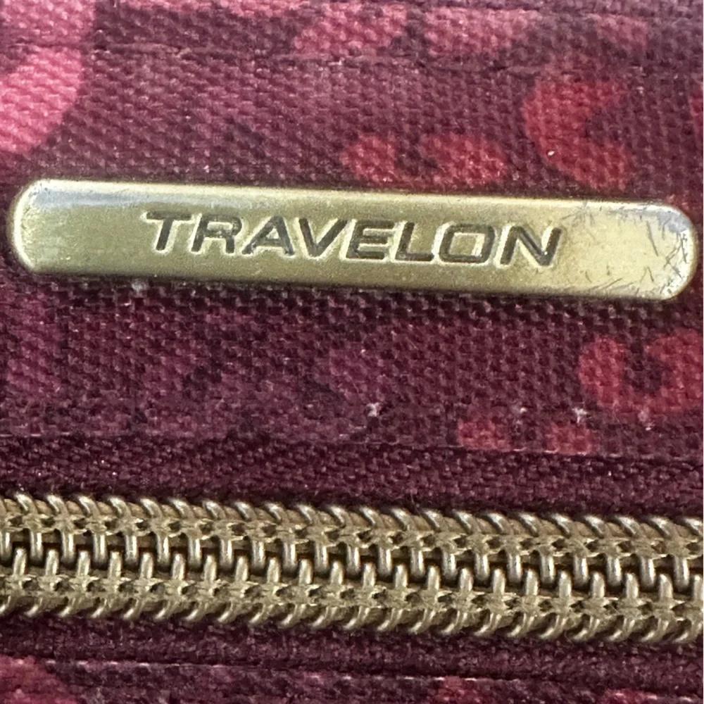 Travelon RFID Blocking Zip-Around Wristlet Wallet - Burgundy Floral Leopard